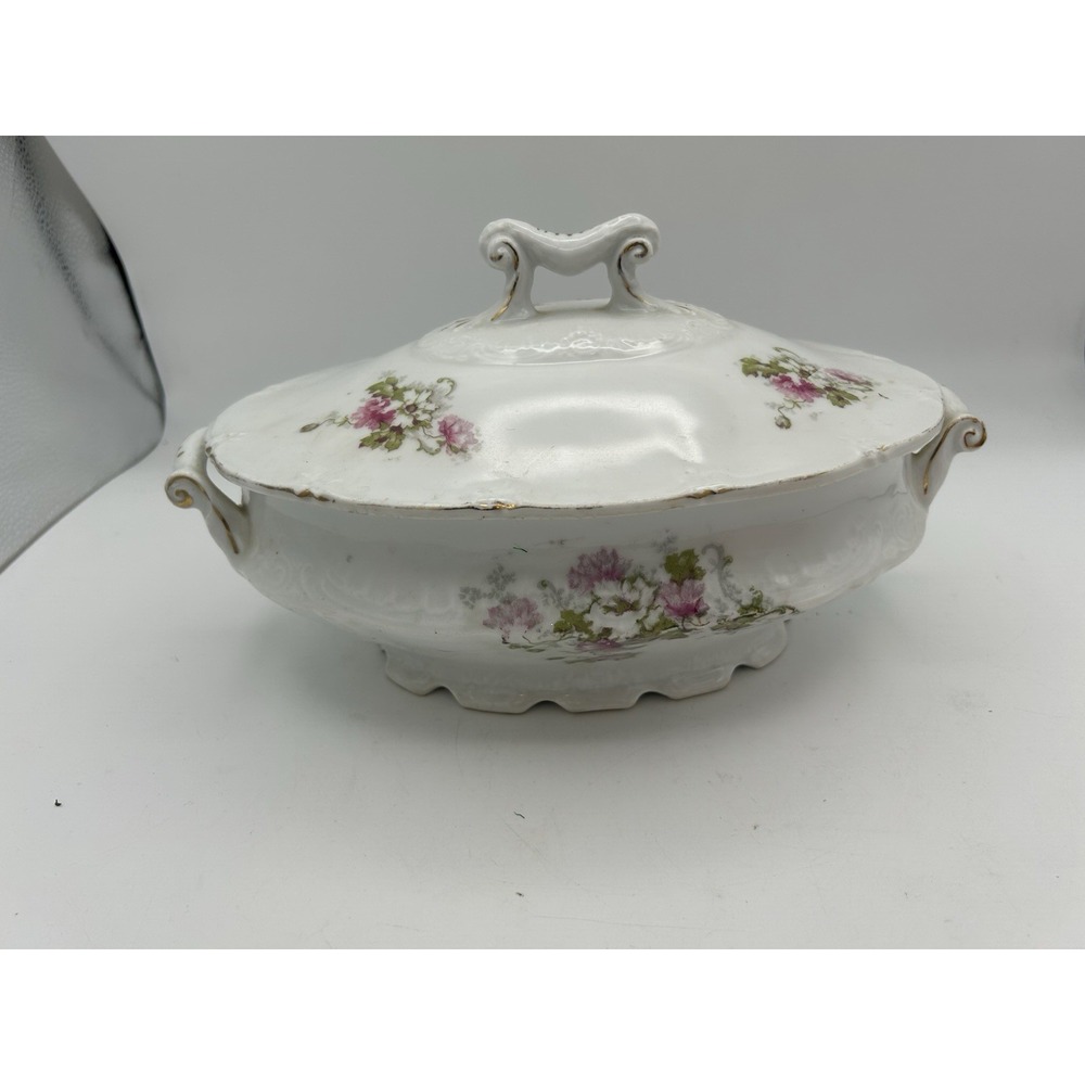 Victoria Carlsbad Austria ‎ Covered Dish Lid Floral Oval Numbered porcelain